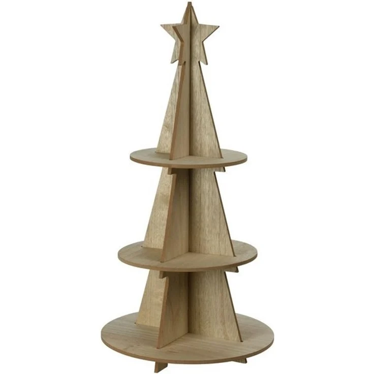 Spetebo Weihnachtspyramide XXL Holz Weihnachtsbaum Pyramide 60cm mit 3 Etagen, Weihnachts Deko Etagere mit Stern Spitze – Bild 2