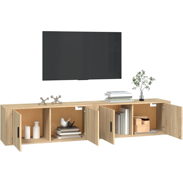 2 pcs TV-Wandschrank, TV Hängeboard Hängeschrank Sonoma-Eiche 100x34,5x40 cm – Bild 3