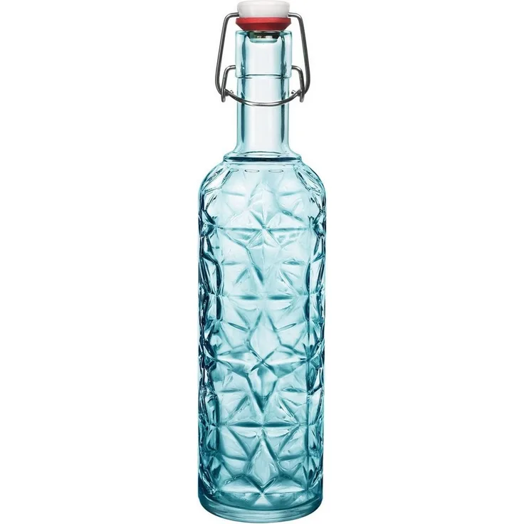 Glas Flasche Oriente 1L hellblau mit Bügelverschluss