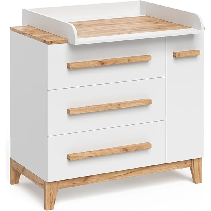 Wickelkommode Malia Weiß 98x98 cm mit 1 Tür & 3 Schubladen Vitalispa – Bild 1