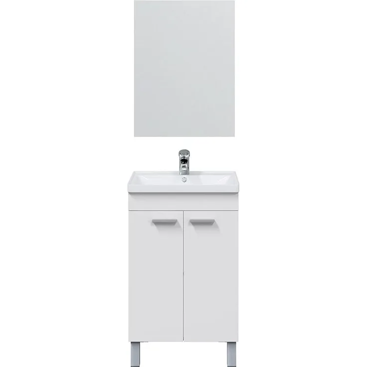 Waschbeckenunterschrank >KONCEPT 50< in weiß glänzend - 50x80x40 (BxHxT)