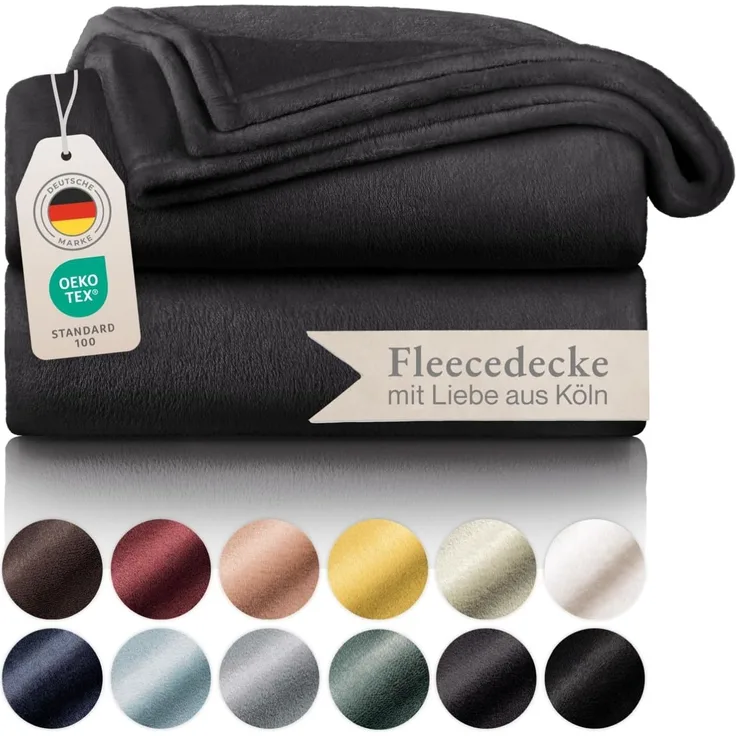 Blumtal Kuscheldecke aus Fleece - hochwertige Decke, Oeko-TEX® Zertifiziert in 220x240 cm, Kuscheldecke flauschig als Sofadecke, Tagesdecke oder Winterdecke, Anthrazit