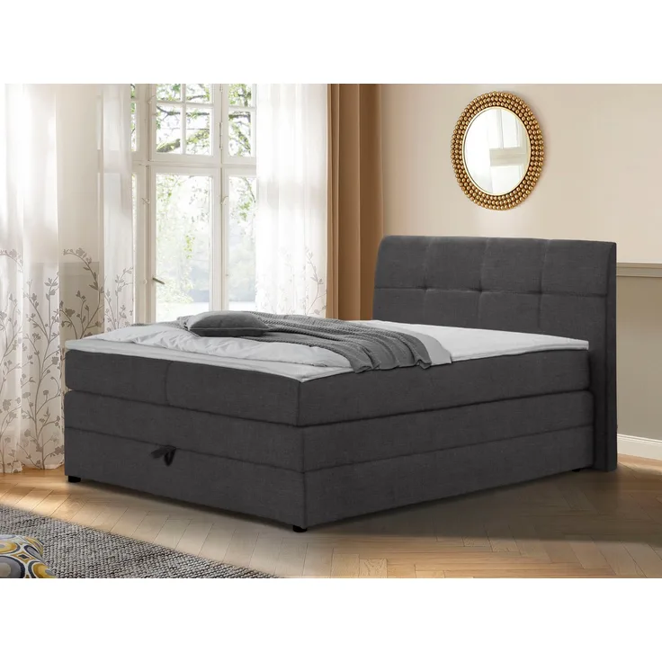 Home affaire Boxspringbett Finja, besonders komfortable Liegehöhe, mit praktischem Bettkasten