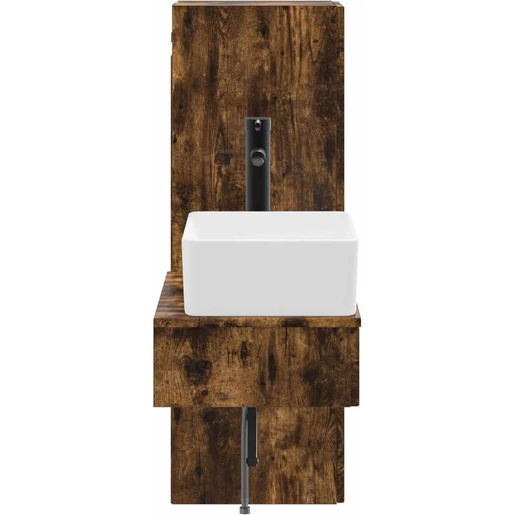 vidaXL Badezimmerschrank-Set 2 stk. Geräucherte Eiche 3406108 – Bild 4
