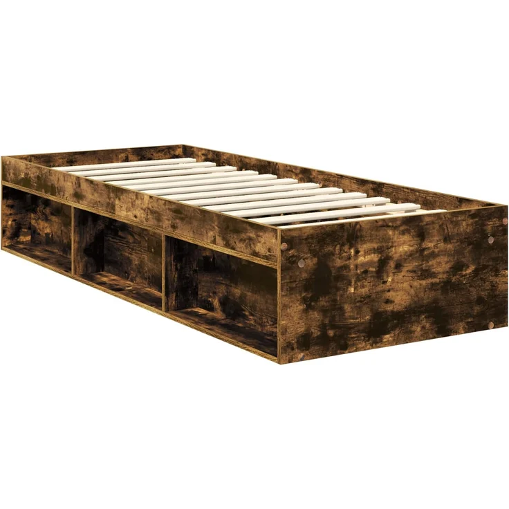 vidaXL Bettrahmen Geräucherte Eiche 75 x 190 cm Massives Kiefernholz 3411475 – Bild 4