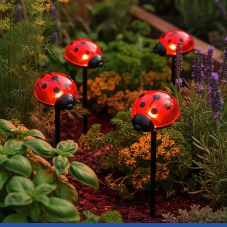 Maximex LED Gartenleuchte Modell Marienkäfer, Ein-/Ausschalter, LED fest integriert, Warmweiß, Beetstecker, solarbetriebene Gartenbeleuchtung, leuchtet bis zu 10 Std – Bild 1