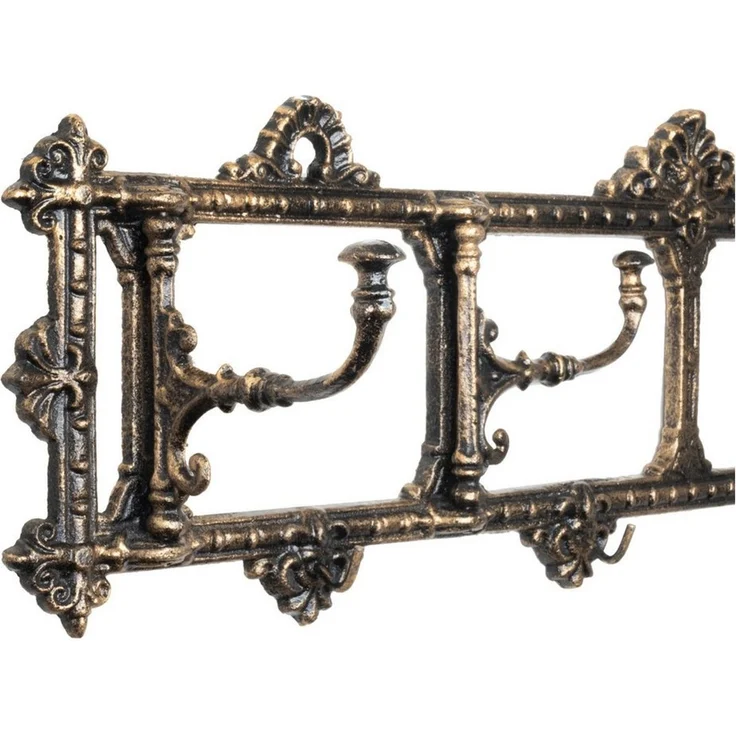 Moritz Wandgarderobe Garderobenleiste goldbraun, Hakenleiste Haken Kleiderhaken Garderobenhaken Vintage – Bild 3