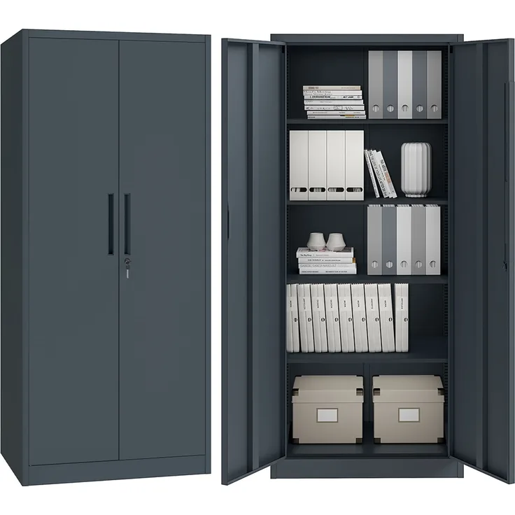 STEELSØN 'Regulus' Aktenschrank, Metall, anthrazit, 175x40x80 cm, abschließbar, Metallschrank mit 5 Fächern, geeignet als Werkzeugschrank