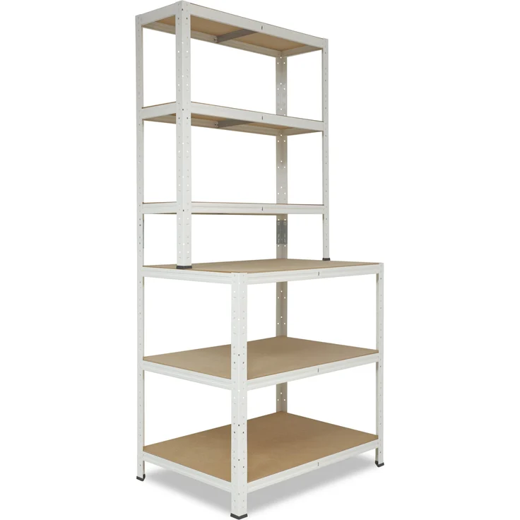 shelfplaza HOME 190x80x60 cm Werkbank Regal in weiß mit 6 Böden und 145 kg Traglast pro Boden – Bild 1