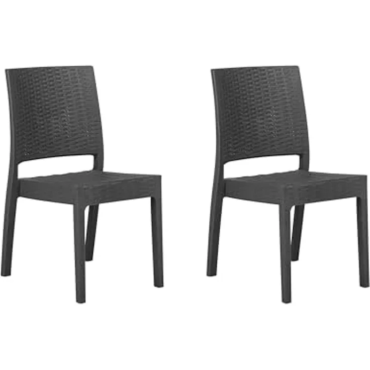 Gartenstuhl 2er Set FOSSANO Kunststoff Graphitgrau
