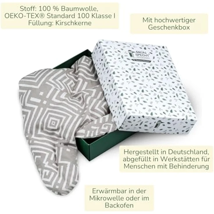 GRÜNSPECHT Kirschkern-Nackenkissen mit Kragen 35 x 48cm, grau – Bild 5