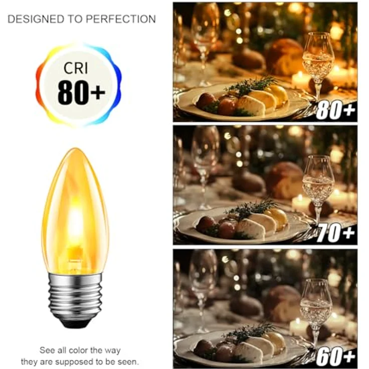 LVWIT E27 LED Flammeneffekt Warmweiss 1W Flammeneffekt Lampe Kerze Glühbirne, Flackernde LED Flackerlicht Stimmungslicht Flackerlampe für Zuhause Garten Bar Halloween Weihnachten, 1800K, 6er Pack – Bild 5
