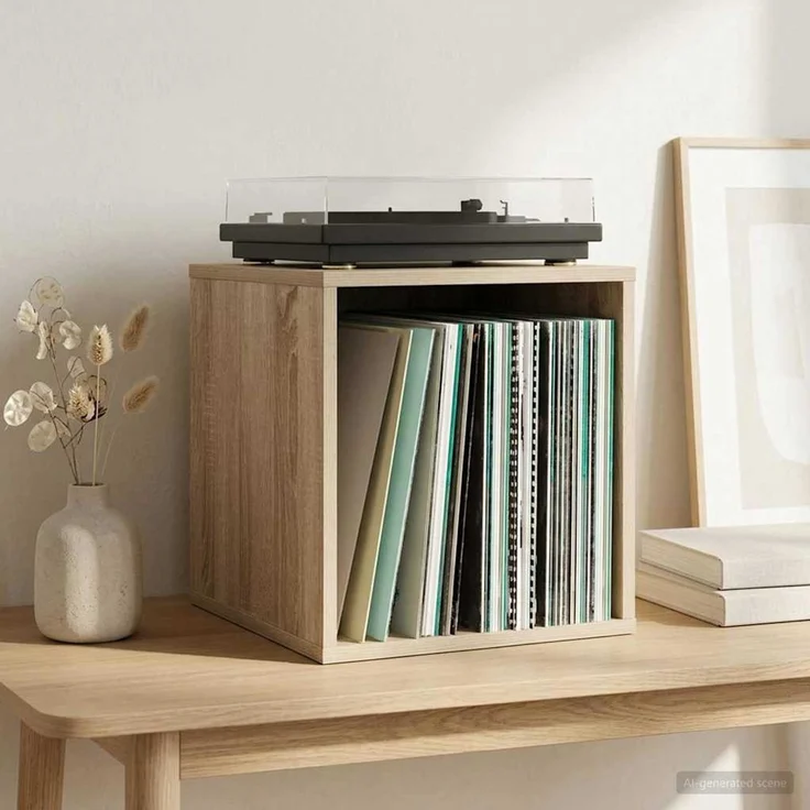 vidaXL Vinyl Album Box 2 stk. Sonoma-Eiche 37 x 36,5 x 38 cm 8012847 – Bild 1