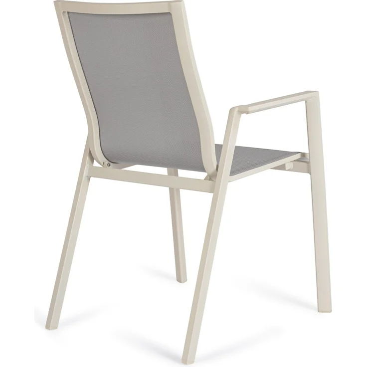 Gartenstuhl Norik aus Aluminium und Textilene, modern, stapelbar mit Armlehne, beige Pelikan – Bild 3