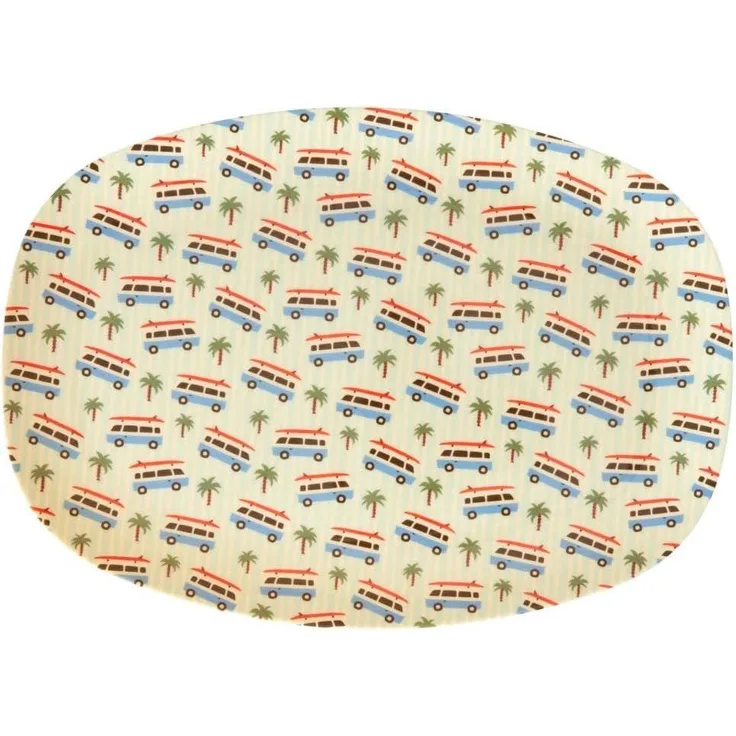 Rice Cars Print Melamin Platte rechteckig