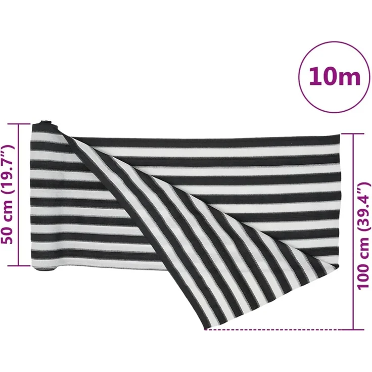 vidaXL Privacy Net Rechteckig 1 x 10 m (150 g) Anthracite and White 4003671 – Bild 8