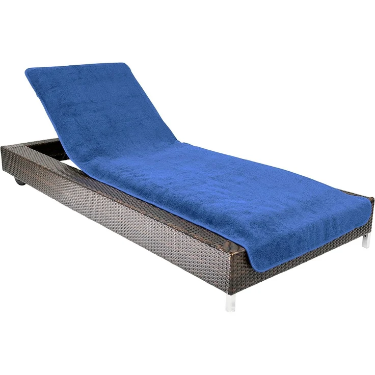Brandsseller Schonbezug für Gartenliege, Strandliegenauflage, Frottee Schonbezug, 100% Baumwolle - ca. 75x200 cm - Blau – Bild 1