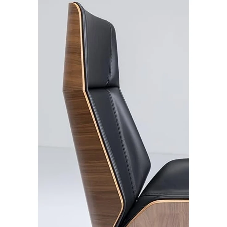 Kare Design Bürostuhl Rouven, Schwarz, Drehstuhl, Polsterstuhl, Stahl Gestell, Holz Rückenlehne, 360 Grad drehbar, höhenverstellbar, rollbar, mit Kippfunktion, 112x59x64 cm (H/B/T) – Bild 6