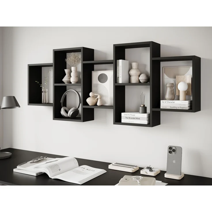 Wandregal Trio 001, Farbe: Schwarzer Graphit – Bild 2