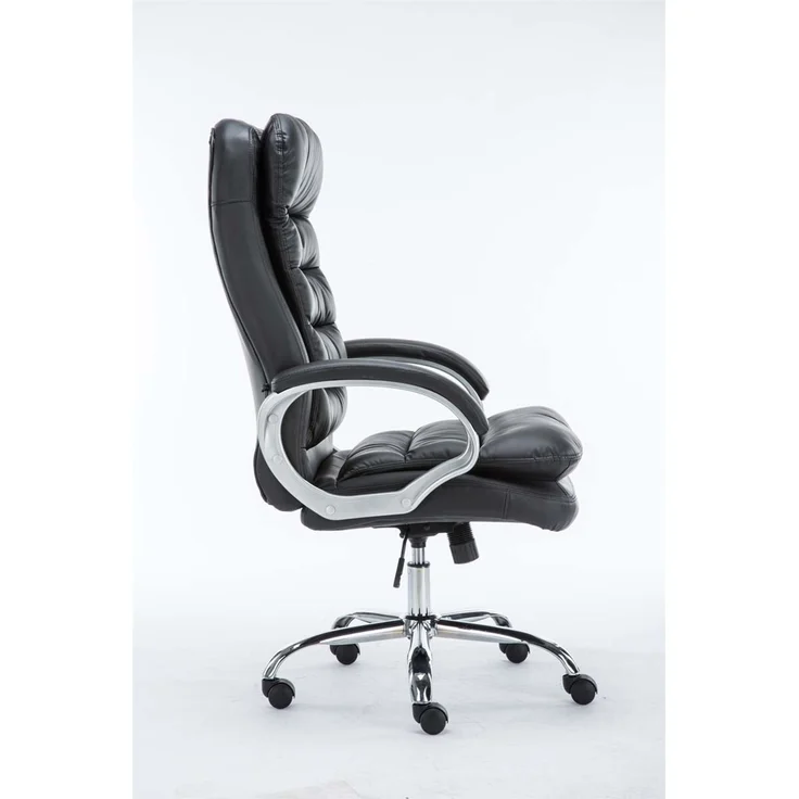 Bürostuhl SOUK - 116x68x77, Schwarz Kunstleder Metall in Chromoptik Gestell ergonomische Bürostühle Homeoffice Stuhl mit Rollen – Bild 6