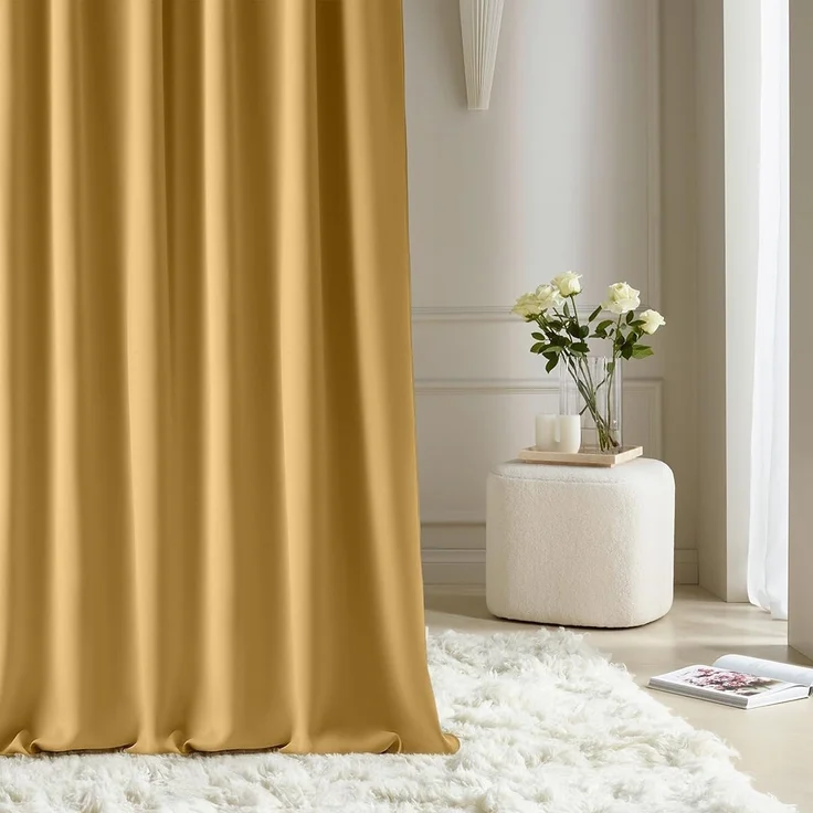 ROOM99 Vorhang mit Kräuselband Aura 140x240 cm Breite x Höhe Schiebegardinen Deko Modern Curtain Gardine Wohnzimmer Schlafzimmer Senf, 1 Stück – Bild 1