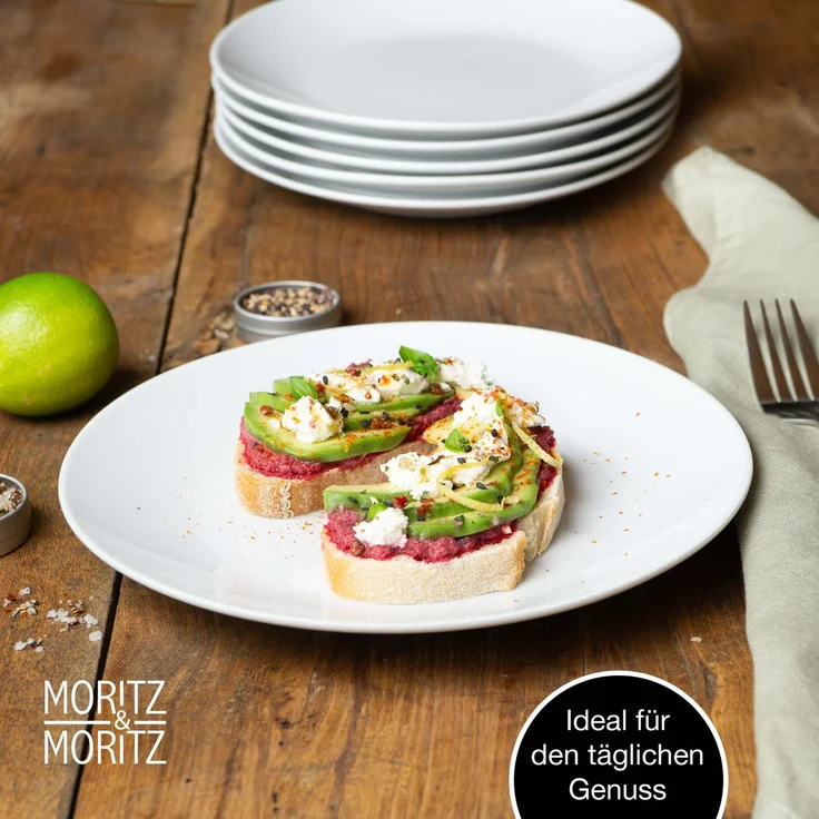 Moritz & Moritz BASIC 6tlg Dessertteller Set weiß – Bild 6