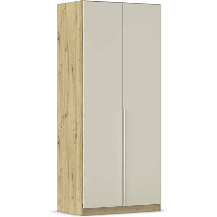 Rauch Möbel Alabama, Kleiderschrank für Schlafzimmer, Kinderzimmer, Wohnzimmer, Garderobe, Flur, 2-türig, mit Zubehör Premium, Farbe Beige/Eiche Artisan. Holz, Breite 91 cm