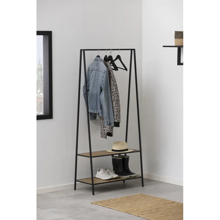 Garderobenständer >Carney< in Wildeiche aus Metall,MDF - 77x165x37cm (BxHxT)