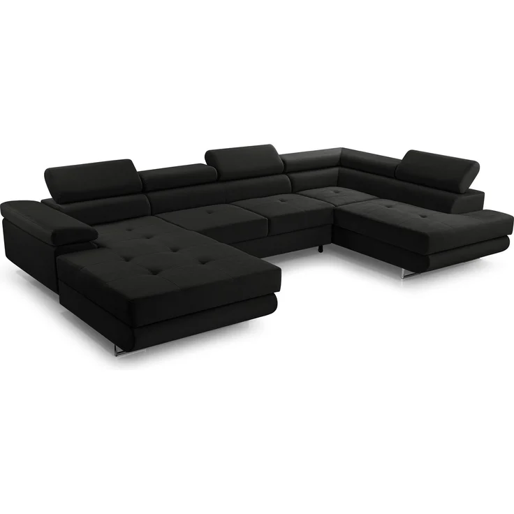 AX LIVING Arborio XL Wohnlandschaft XXL U Form Eckcouch Schwarz R – Bild 2