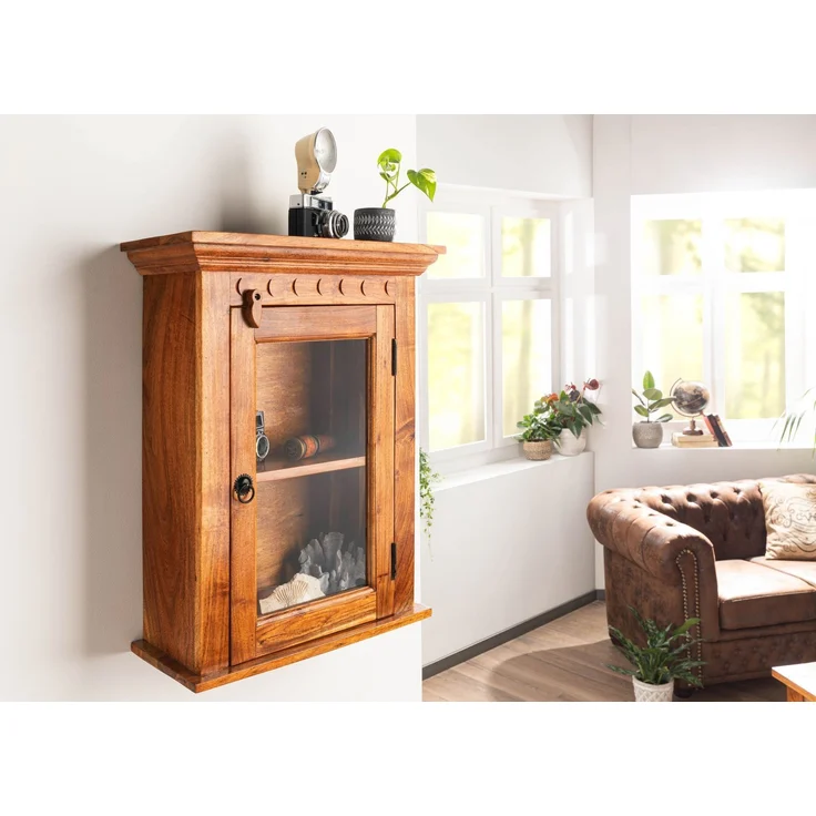 Hängevitrine Akazie 52x24x69 honig lackiert OXFORD #01002 – Bild 8