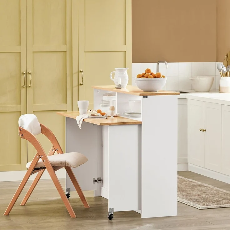 SoBuy FSB36-WN Kücheninsel, MDF, Lackiert, Weiß, 110 x 97 x 66 cm – Bild 2