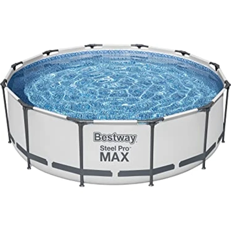Steel Pro MAX™ Frame Pool Set mit Filterpumpe + Verdeck Ø 366x100 cm, lichtgrau, rund – Bild 1