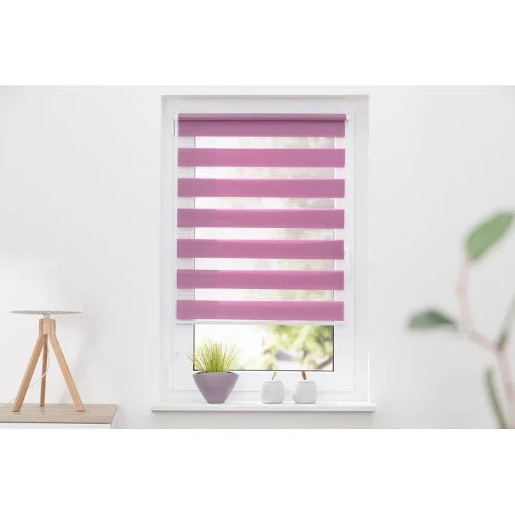 K-home Klemmfix Doppelrollo Madrid ohne Bohren Flieder 120x150 cm (B x L) – Bild 1