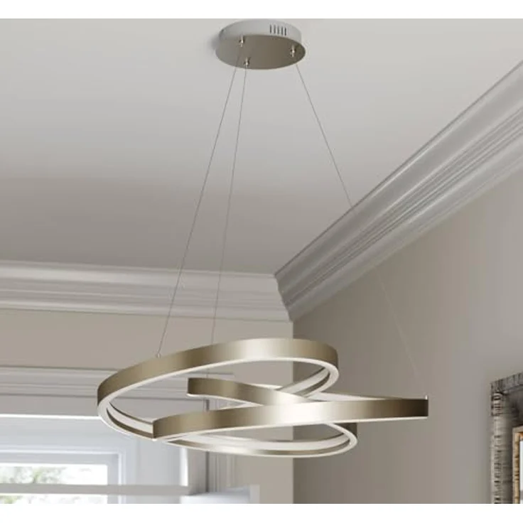 Lucande LED-Hängeleuchte Gunbritt, Ø 80 cm, dimmbar, silber, moderne Lichtgestaltung – Bild 4