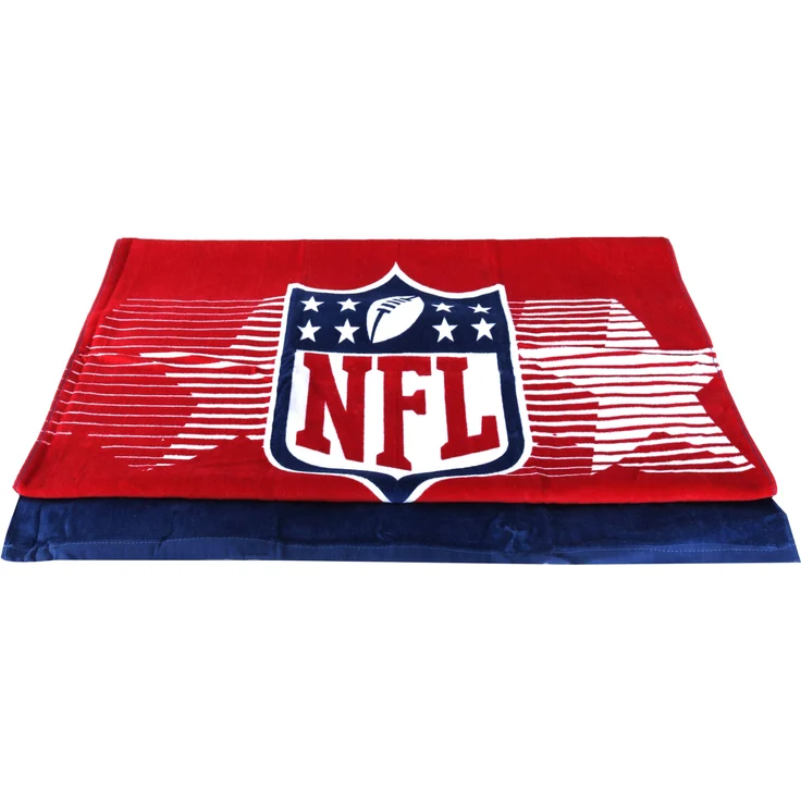 NFL Velour Badetuch 80 x 150 cm rot/blau Baumwolle Handtuch Saunatuch – Bild 3