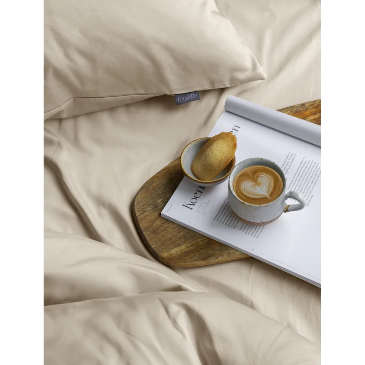 Irisette Mako-Satin uni Bettwäsche Set uni Paris 8000 beige 135x200 cm + 1 x Kissenbezug 80x80 cm – Bild 3