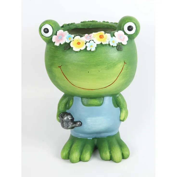 TrendLine Pflanztopf Polyresin Frosch 30 x 17 x 21 cm grün