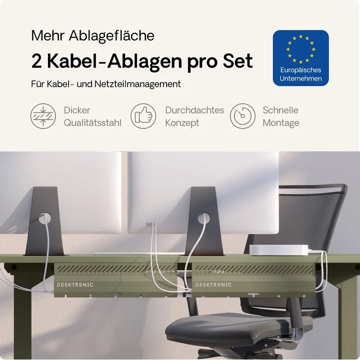Desktronic Kabelkanal Schreibtisch, 2x43cm, Hochwertiger Stahl, Kabel Organizer für Kabelführung Grün – Bild 2