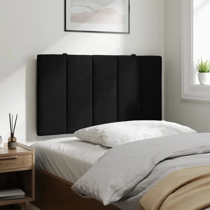 vidaXL Kopfteil-Kissen Schwarz 90 cm Samt 374651 – Bild 4