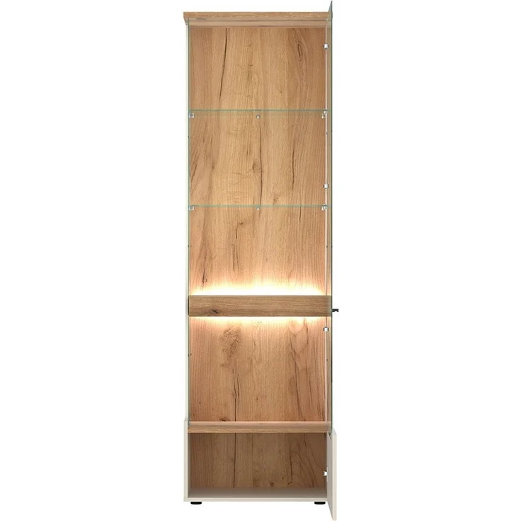 Lomadox Wohnwand CARMONA-129, (3-St, Lowboard Vitrine Wandregal), in Kaschmir und Eiche, inkl. LED-Beleuchtung – Bild 4