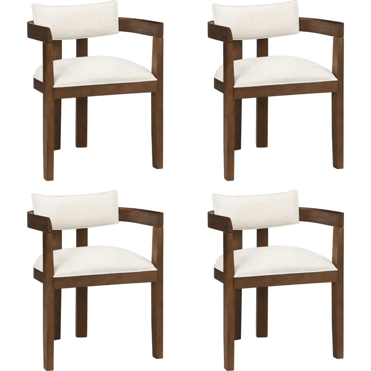 4 Esszimmerstühle aus Massivholz, bequem und atmungsaktiv, geeignet für Esszimmer, Wohnzimmer, Cafés, moderner Stil, Leinenstoff, Walnussholzfarbe--Nussbaum--57.5x60.5x78.5cm--YOUDENOVA – Bild 10