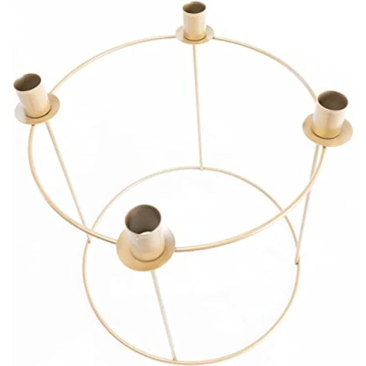 TrendLine Deko Metall Adventskranz, gold, Ø 29 cm Weihnachtskranz Tischkranz – Bild 4