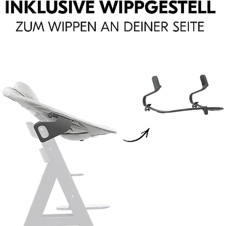 Hauck Alpha Bouncer Premium, Babywippe in Light Grey mit verstellbarer Rückenlehne und 5-Punkt-Gurt – Bild 5