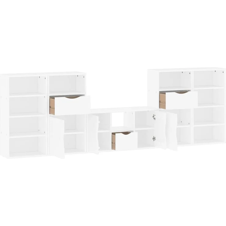 vidaXL 5-tlg. Wohnwand mit Stauraum ODDA Weiß Massivholz Kiefer 3365379 – Bild 4