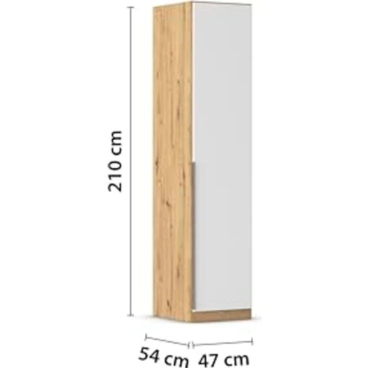 Rauch Möbel Alabama, Kleiderschrank für Schlafzimmer, Kinderzimmer, Wohnzimmer, Garderobe, Flur, 1-türig, mit Zubehör Basic, Farbe Weiß/Eiche Artisan, Holz, Breite 47 cm – Bild 4