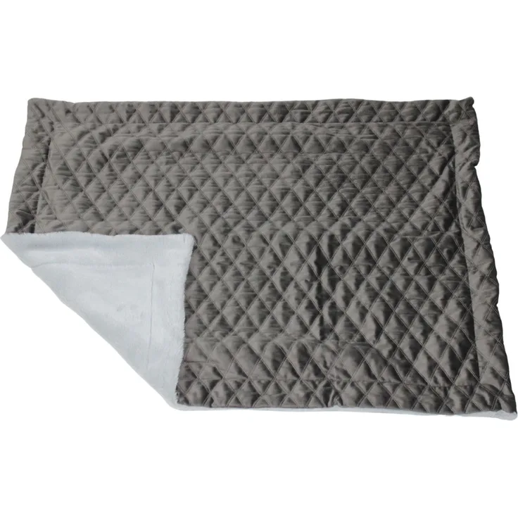Pettimania Hundedecke mit Plüsch dunkelgrau/hellgrau, 65 x 84 cm, ca 1 cm dick