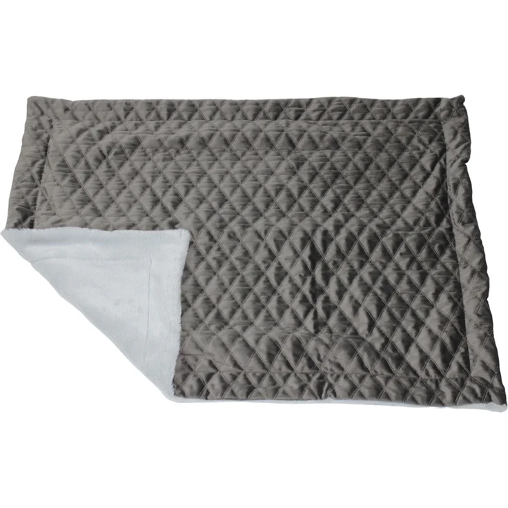 Pettimania Hundedecke mit Plüsch dunkelgrau/hellgrau, 65 x 84 cm, ca 1 cm dick – Bild 1