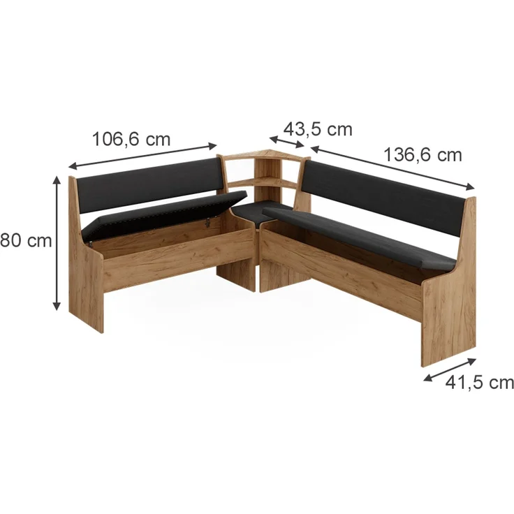 Eckbankgruppe Roman Goldkraft Eiche 150.1x180.1 cm Vicco – Bild 2