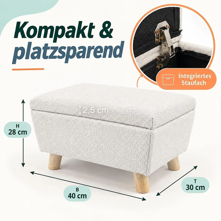 Relaxdays Fußhocker mit Stauraum – Bild 3
