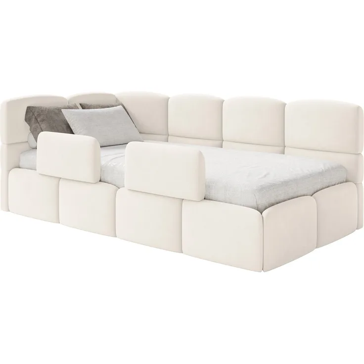 Selsey 'Cloudy' Kinderbett 90x200, Rausfallschutz, Kopfteil links, Creme